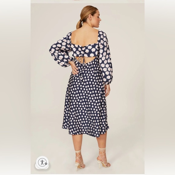 Sachin + Babi Blue and White Puff Sleeve Midi Dress - Picture 4 of 5